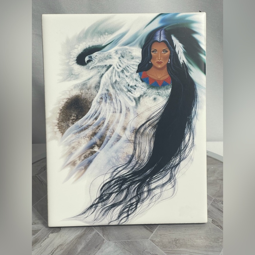 Eagles Flight Native American Woman Eagle Art Plaque Signed Cherokee Artist